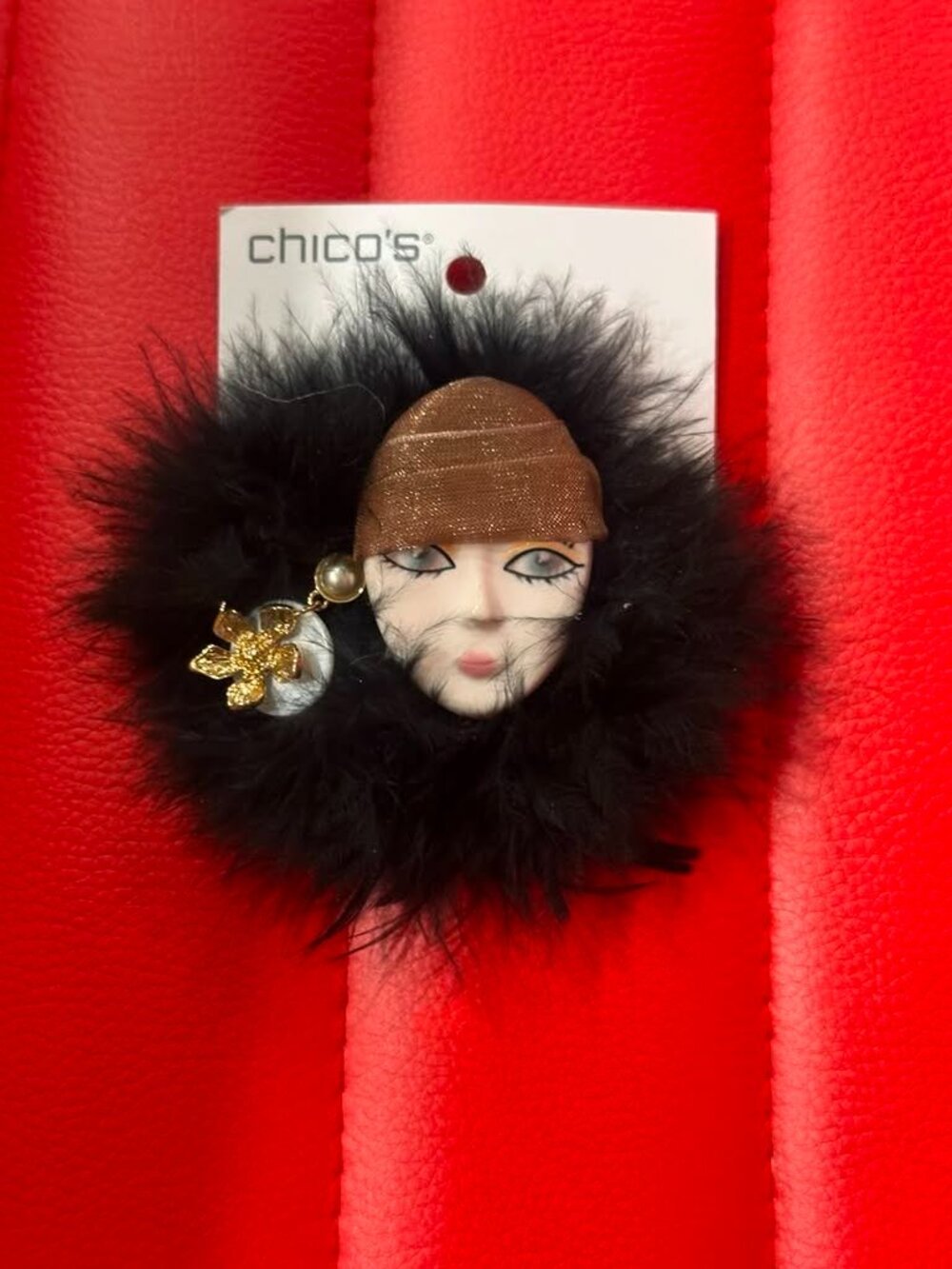 NWT CHICO'S Feathered Lady Brooch